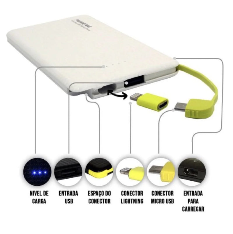 Carregador Portátil SLIM POWER - Nunca Mais Fique com Pouca Bateria